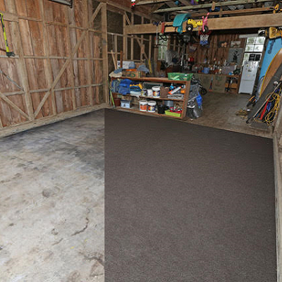 brown garage carpet - before & after Australia 